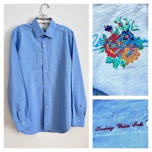 ROBERT GRAHAM made in India Blue 100% cotton Mens Shirt - Medium